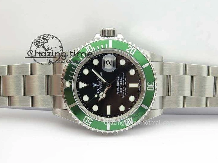 MiroTime 0523 SoftTouch Submariner 16610LV SS Green Metal Bezel JF 1:1 Best Edition Black Dial On SS Bracelet SH 3755
